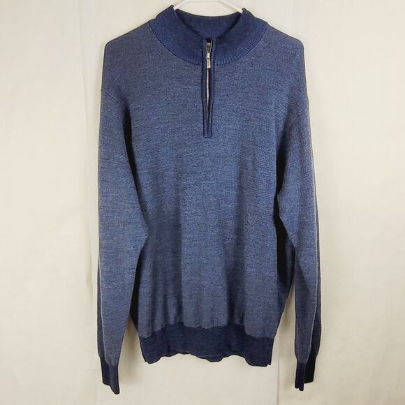 Peter Millar navy blue Merino wool 1/4 zip pullover Size XXL Preppy Classic Luxe - Picture 1 of 8